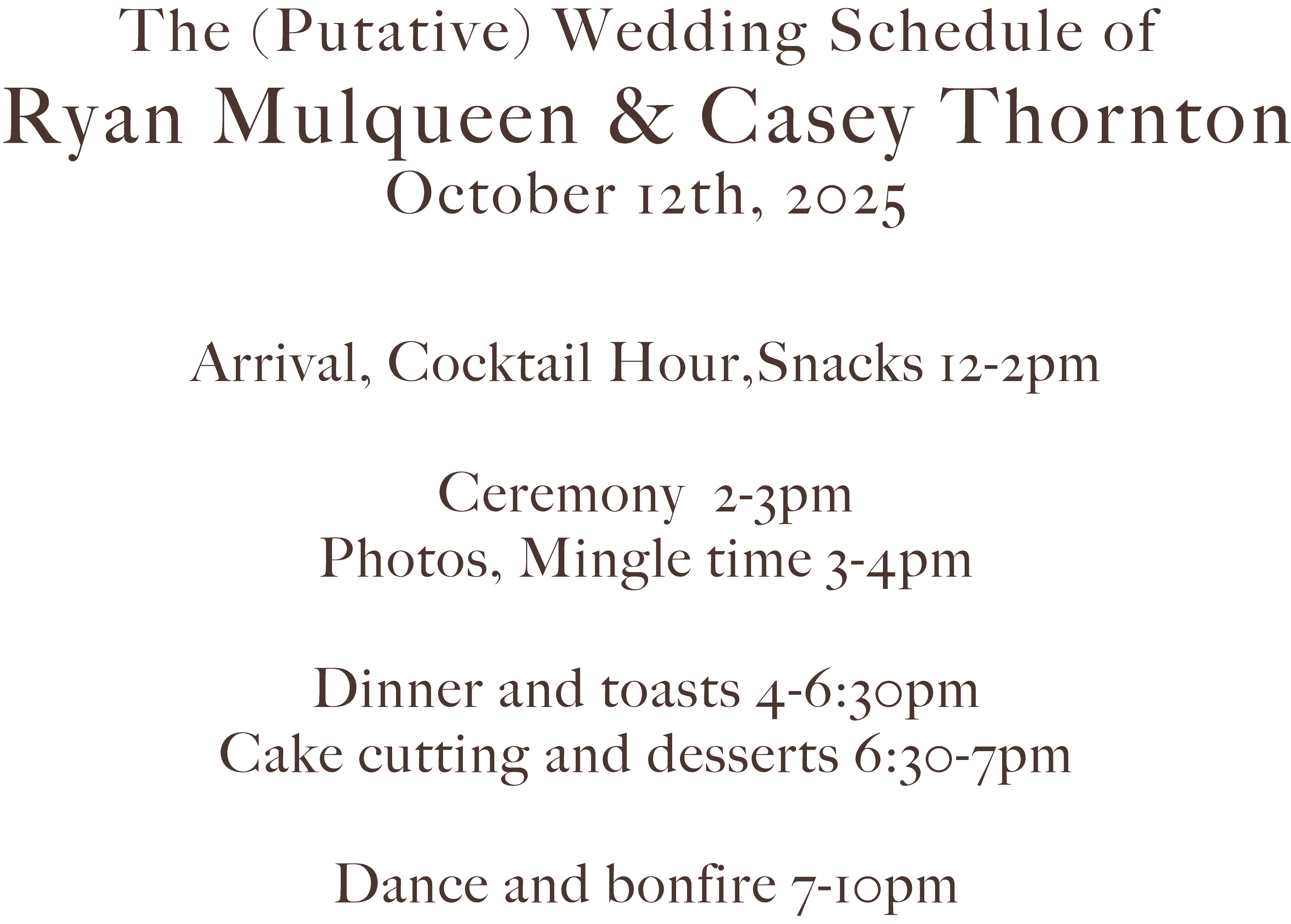 Putative Schedule
